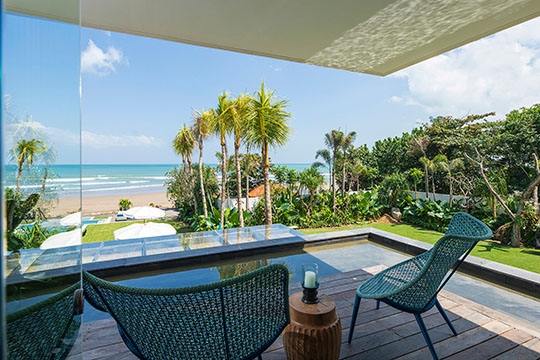 Terrace from master bedroom with beach view